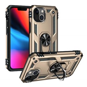 Protector de telefon din plastic Defender (rezistență medie la impact, interior din silicon, inel suport telefon, placă metalică încorporată) GOLD Apple iPhone 13 mini