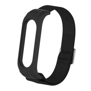 Curea de schimb (dimensiune personalizată, material textil) NEGRU Xiaomi MI Band 3, Xiaomi MI Band 4, Xiaomi Mi Band 5, Xiaomi Mi Band 6