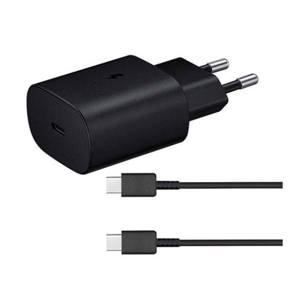 Încărcător de rețea SAMSUNG cu priză Type-C (25W, încărcător rapid PD + cablu EP-DA905BBE Type-C) NEGRU