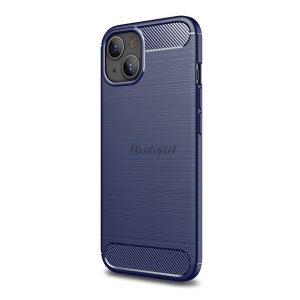 Protector de telefon din silicon (rezistență medie la impact, colț cu pernă de aer, periat, model carbon) ALBASTRU ÎNCHIS Apple iPhone 13 mini