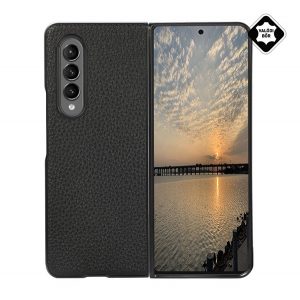 Protectie din plastic pentru telefon (acoperire din piele naturala) NEGRU Samsung Galaxy Z Fold3 5G (SM-F926)