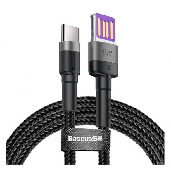 BASEUS CAFULE cablu de date (USB - Type-C, 40W, încărcător rapid PD 3.0, 100cm, șiret) GREY/negru