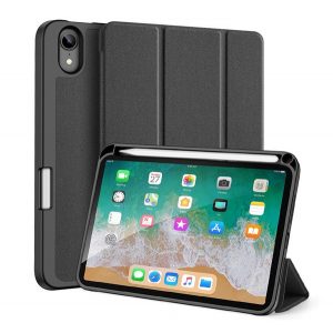 Husa DUX DUCIS DOMO in picioare, efect piele (activ, cu deschidere laterala, TRIFOLD, suport birou, suport creion, model textil) NEGRU Apple IPAD mini 6 (2021)