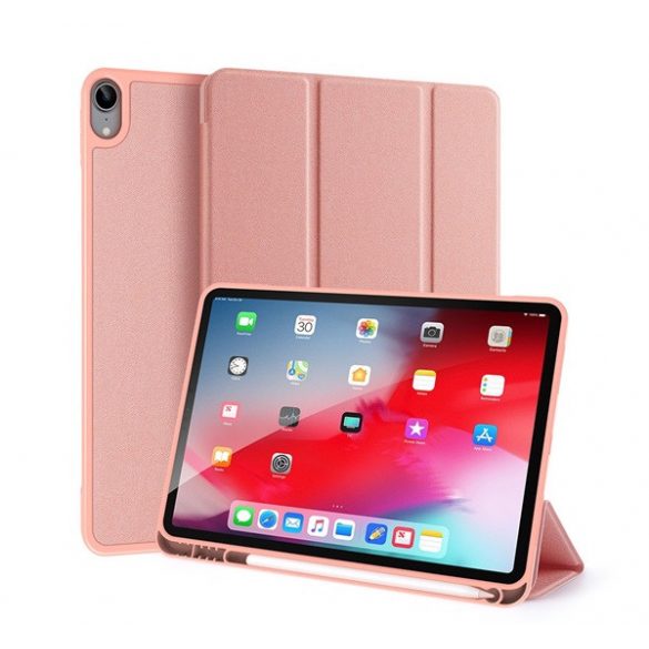 Husa DUX DUCIS DOMO in picioare, efect piele (activ, deschidere laterala, TRIFOLD, suport birou, suport creion, model textil) ROZ Apple IPAD Air 2020 (Air 4), Apple IPAD Air 2022