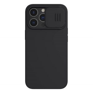 NILLKIN CAMSHIELD SILKY Silicone Phone Husă (mat, microfibră pluș interior, protecție aparat de fotografiat, eco-friendly) negru Apple iPhone 13 Pro