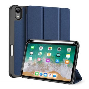 Husa DUX DUCIS DOMO in picioare, efect piele (activ, deschidere laterala, TRIFOLD, suport birou, suport creion, model textil) ALBASTRU INCHIS Apple IPAD mini 6 (2021)