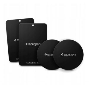 SPIGEN tablă metalică autoadezivă 4 buc (ideal pentru suport magnetic pentru mașină, formă rotundă/pătrată) NEGRU