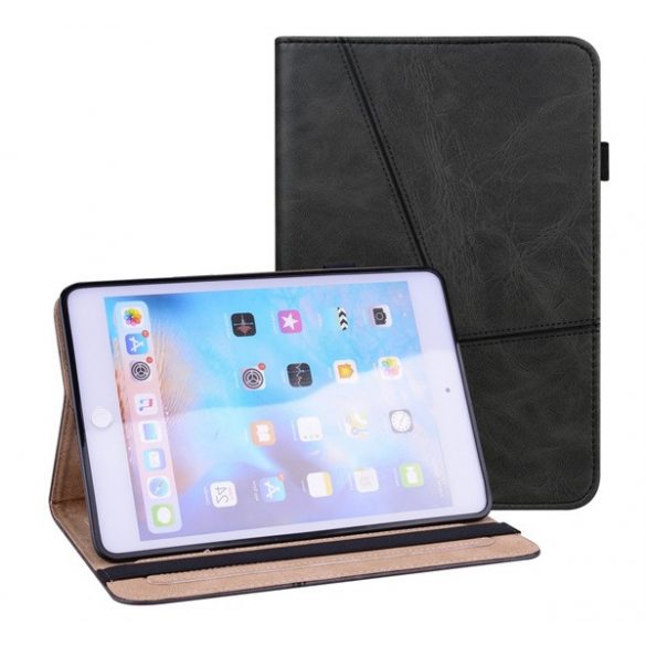 Husă în picioare, efect piele (FLIP activ, deschidere laterală, buzunar pentru card, efect piele uzată, suport pentru creion) NEGRU Apple IPAD mini 6 (2021)