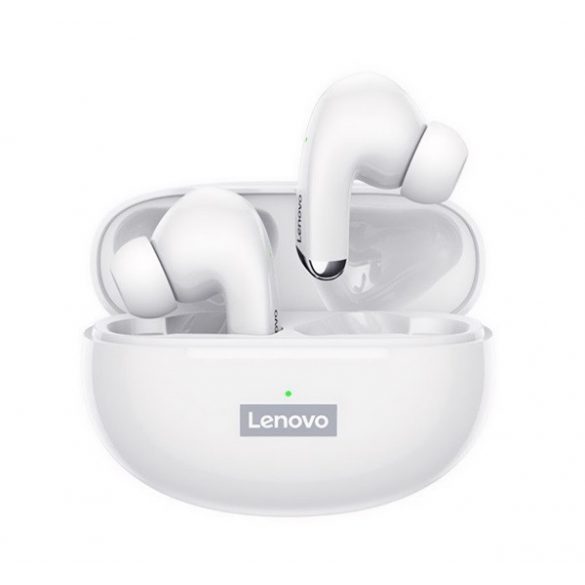 Căști bluetooth LENOVO LP5 STEREO (mini, v5.0, TWS, microfon + carcasă de încărcare) ALBE