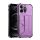 Protector de telefon din silicon (rezistenta la impact mediu, efect piele, suport card bancar, functie suport birou + curea de la mana) PURPLE Apple iPhone 12 Pro