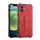 Protectie de telefon din silicon (rezistenta medie la impact, efect piele, suport card bancar, functie suport birou + curea de la mana) RED Apple iPhone 12