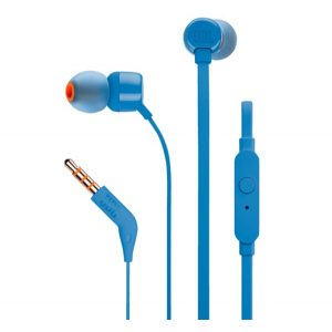 Căști JBL T110 STEREO (mufă de 3,5 mm, buton de înregistrare, cablu plat) ALBASTRU