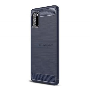 Protector de telefon din silicon (rezistență medie la impact, colț cu pernă de aer, periat, model carbon) ALBASTRU ÎNCHIS Samsung Galaxy A03s (SM-A037F)