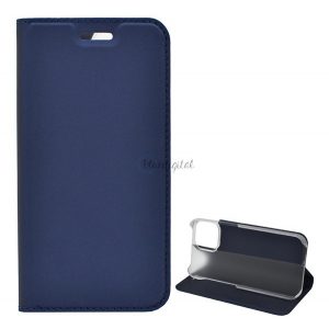 Carcasa in picioare, efect piele (FLIP, deschidere laterala, functie suport birou) ALBASTRU INCHIS Apple iPhone 13 mini