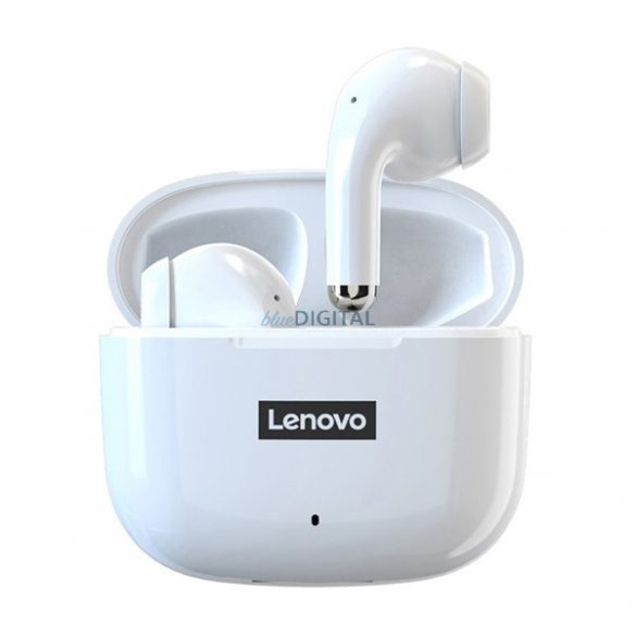 Căști bluetooth LENOVO LP40 STEREO (v5.1, TWS, microfon, filtru de zgomot + carcasă de încărcare) ALBE