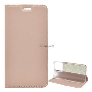 Carcasa in picioare, efect piele (FLIP, deschidere laterala, functie suport de masa) ROSE GOLD 2 Apple iPhone 13 Pro Max