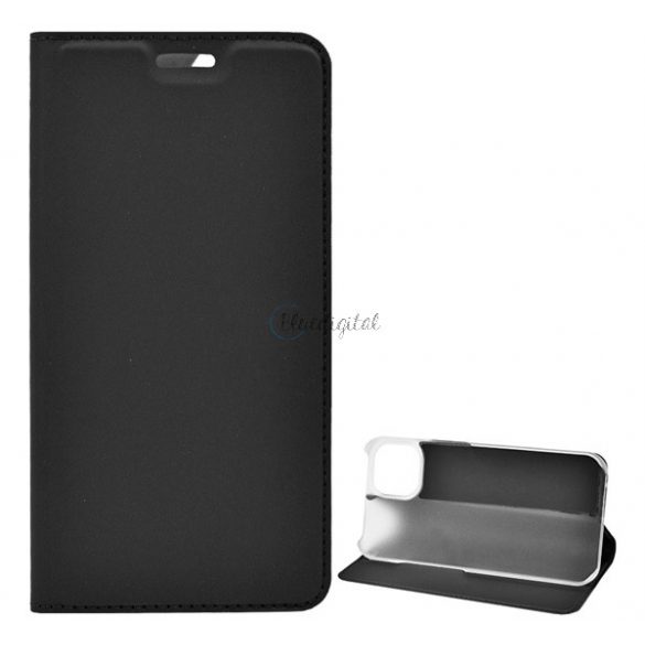 Carcasa in picioare, efect piele (FLIP, deschidere laterala, functie suport de masa) NEGRU Apple iPhone 13 Pro Max