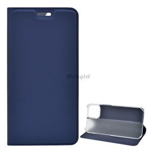 Carcasa in picioare, efect piele (FLIP, deschidere laterala, functie suport de masa) ALBASTRU INCHIS Apple iPhone 13 Pro Max