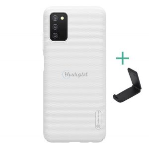 Protector de telefon din plastic NILLKIN SUPER FROSTED (cauciucat, suprafață aspră + suport de birou) ALB Samsung Galaxy A03s (SM-A037F)