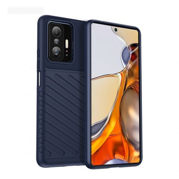 Husă silicon pentru telefon (rezistent la impact mediu, cu dungi, model convex) CUTTING albastruXiaomi 11T Pro, Xiaomi 11T