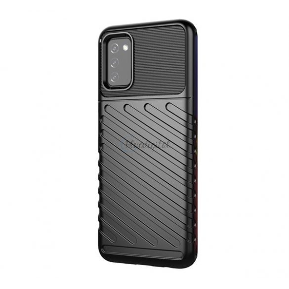 Protectie din silicon pentru telefon (rezistenta medie la impact, cu dungi, model convex) NEGRU Samsung Galaxy A03s (SM-A037F)