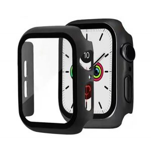 Cadru din plastic (rezistent la impact + sticla protectoare pentru ecran) NEGRU Apple Watch Series 7 41mm