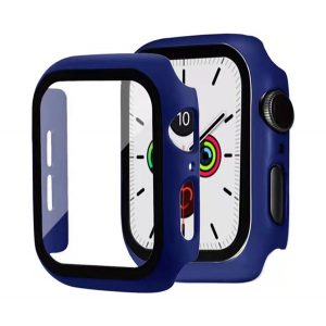 Cadru din plastic (rezistent la impact + sticla protectoare pentru ecran) BLUE INCHIS Apple Watch Series 7 45mm