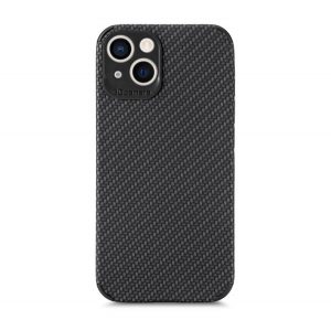 Protectie de telefon din silicon (efect piele, protectie camera, model carbon) NEGRU Apple iPhone 13 mini