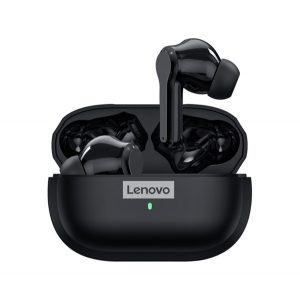 Căști bluetooth LENOVO LIVEPODS LP1S STEREO (v5.0, TWS, filtru de zgomot, rezistent la apă + carcasă de încărcare) NEGRU