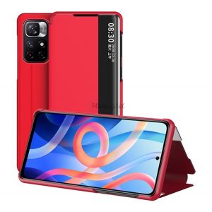 Husă stativă cu efect de piele (FLIP activ, deschidere laterală, suport pentru birou, afișaj ID apelant, fereastră de vizualizare) PIROS Xiaomi Redmi Note 11 5G, Xiaomi Redmi Note 11T 5G, Xiaomi Poco M4 Pro 5G