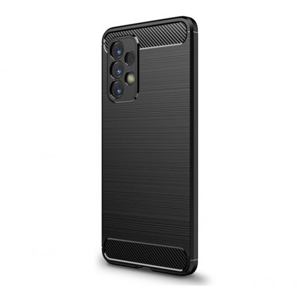 Husă silicon pentru telefon (rezistent la impact mediu, bubble heel, periat, model de carbon) negru Samsung Galaxy A33 5G (SM-A336)