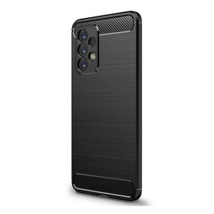 Husă silicon pentru telefon (rezistent la impact mediu, bubble heel, periat, model de carbon) negru Samsung Galaxy A53 (SM-A536) 5G