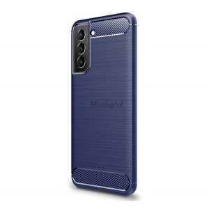 Protector de telefon din silicon (rezistență medie la impact, colț cu pernă de aer, periat, model carbon) ALBASTRU ÎNCHIS Samsung Galaxy S22 Plus 5G (SM-S906)