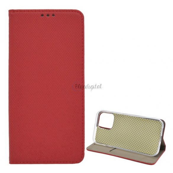 Carcasa in picioare, efect piele (FLIP, deschidere laterala, functie suport de masa, model romb) RED Apple iPhone 13 Pro Max