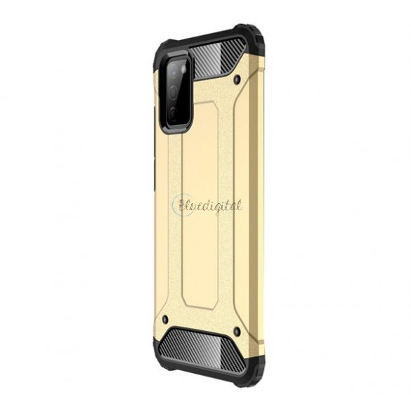 Protector de telefon din plastic Defender (rezistență medie la impact, colț cu pernă de aer, interior din silicon, efect metalic) GOLD Samsung Galaxy A02s (SM-A025F)