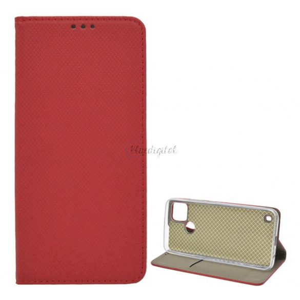 Carcasa in picioare, efect piele (FLIP, deschidere laterala, functie suport de masa, model romb) RED Realme C21Y, Realme C25Y