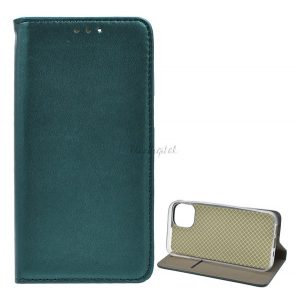 Carcasa in picioare, efect piele (FLIP, deschidere laterala, functie suport de masa) VERDE INCHIS Apple iPhone 13 mini