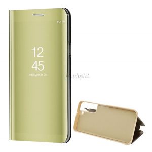 Husă în picioare (FLIP activ, deschidere laterală, funcție de suport pentru masă, suprafață oglindă, husă Mirror View) GOLD Samsung Galaxy S22 Plus 5G (SM-S906)