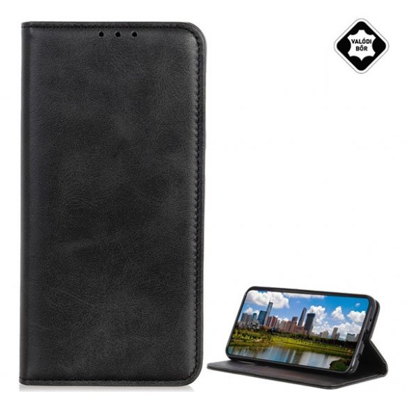 Husă stativă, piele naturală (FLIP, deschidere laterală, desktop) negru Apple iPhone 13 mini