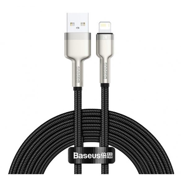 Cablu de date BASEUS CAFULE (USB - lightning, 2.4A, încărcător rapid PD, 200cm, șiretul) NEGRU