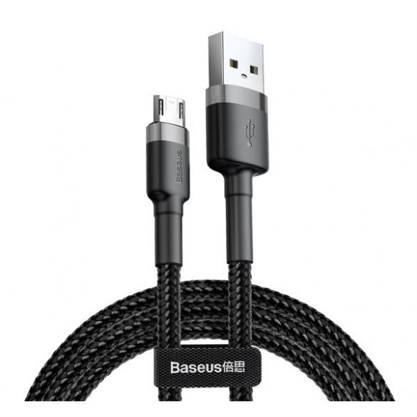 BASEUS CAFULE cablu de date (USB - microUSB, 2.4A, încărcător rapid 3.0, 100cm, șiret) GREY/negru