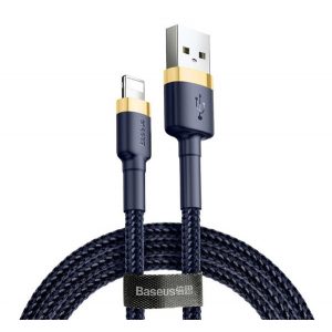 Cablu de date BASEUS CAFULE (USB - lightning, 1.5A, încărcător rapid 3.0, 200cm, șiret) ALBASTRU ÎNCHIS