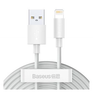 Cablu de date BASEUS WISDOM 2buc (USB - fulger, 20W, încărcător rapid PD, 150cm) ALB