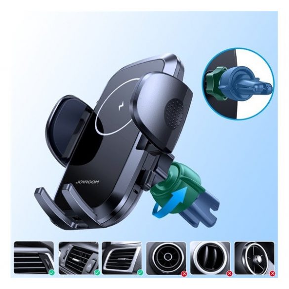 Suport auto JOYROOM (pentru ventilație, gravitate, 15W, wireless, încărcător rapid, dimensiune 4.6 - 6.8") NEGRU