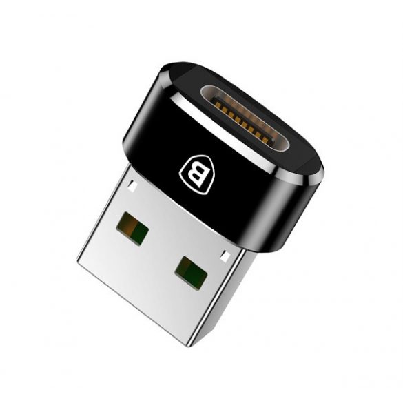 Adaptor BASEUS (USB - mufă Type-C, 3A, încărcător rapid, transfer de date și încărcare, OTG) NEGRU