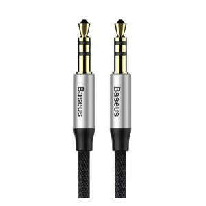 BASEUS YIVEN M30 cablu audio (mufă 3,5 mm - mufă 3,5 mm, 100 cm, șiret) NEGRU