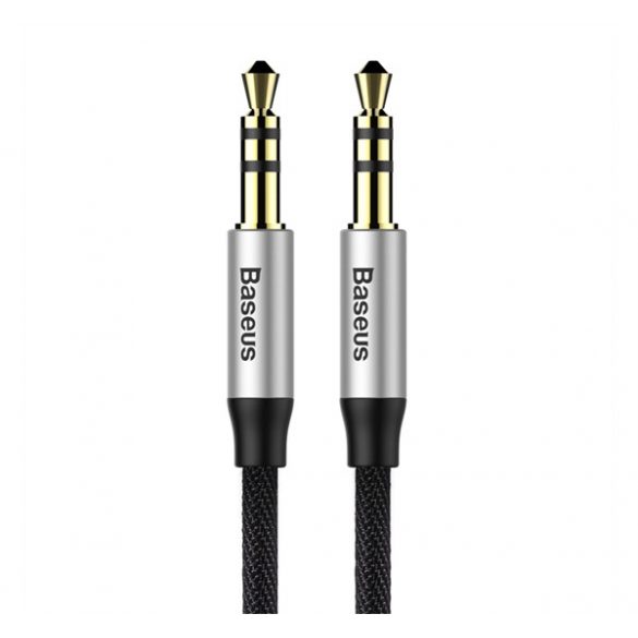 Cablu audio BASEUS YIVEN M30 (mufă de 3,5 mm - mufă de 3,5 mm, 150 cm, șiret) NEGRU