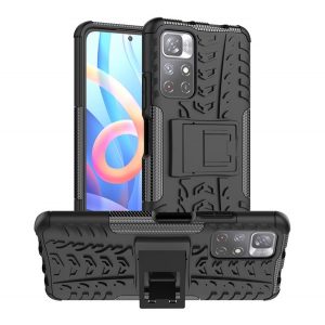 Defender protecțiede telefon din plastic (rezistent la impact mediu, silicon interior, suport, model de anvelope auto) negru Xiaomi Redmi Note 11 5G, Xiaomi Poco M4 Pro 5G, Xiaomi Redmi Note 11T 5G