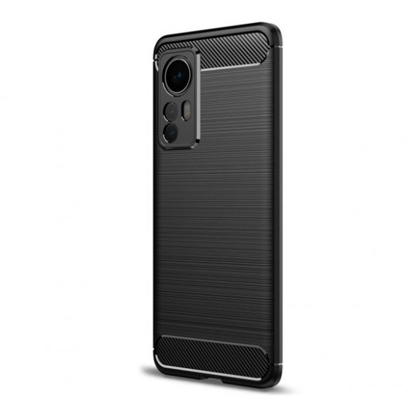 Husă silicon pentru telefon (rezistent la impact mediu, călcâi pernă de aer, model de carbon periat) negru Xiaomi 12, Xiaomi 12X