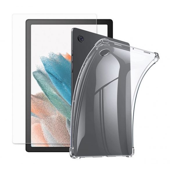 Husă silicon pentru telefon (rezistent la impact mediu, colț pernă de aer + ecran protecțiede sticlă) pentru Samsung Galaxy Tab A8 10.5 WIFI (2021) SM-X200, Samsung Galaxy Tab A8 10.5 LTE (2021) SM-X205